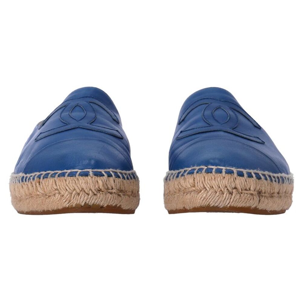 Chanel CC Espadrille Flats in Blue Lambskin Leather - Picture 8 of 12